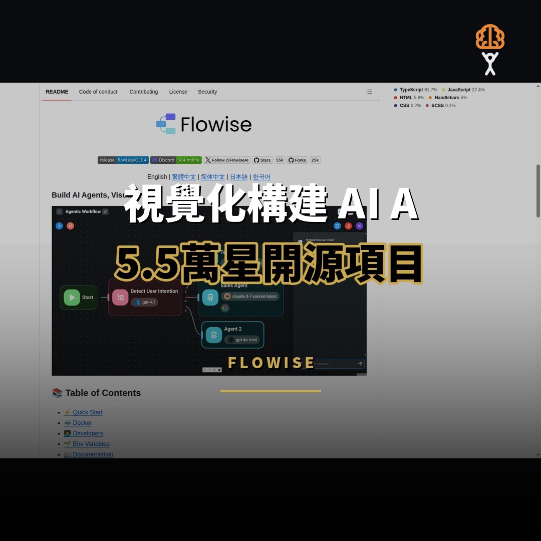 5.5 萬星開源項目：Flowise — 視覺化構建 AI Agent
