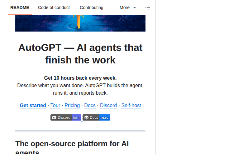 AutoGPT GitHub 主頁(185.8k stars + 項目描述)