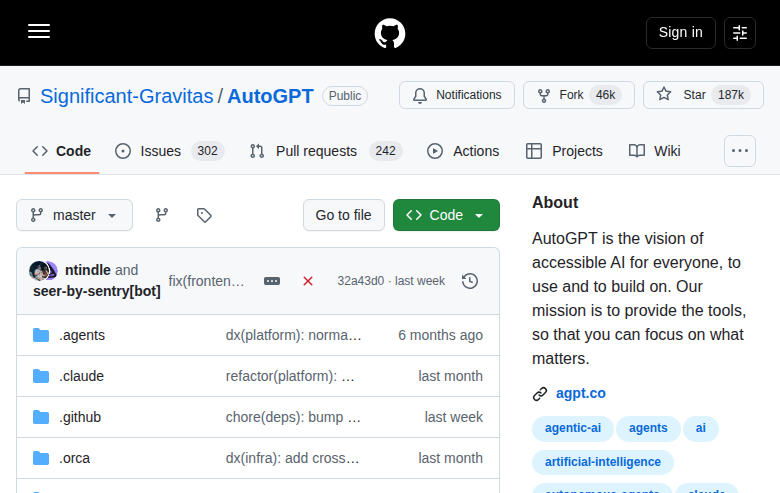 AutoGPT README 核心內容(四大介面 + 名人背書)