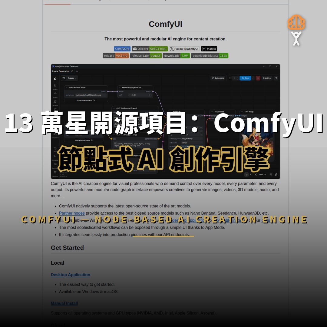 13 萬星開源項目：ComfyUI — 節點式 AI 創作引擎全解析