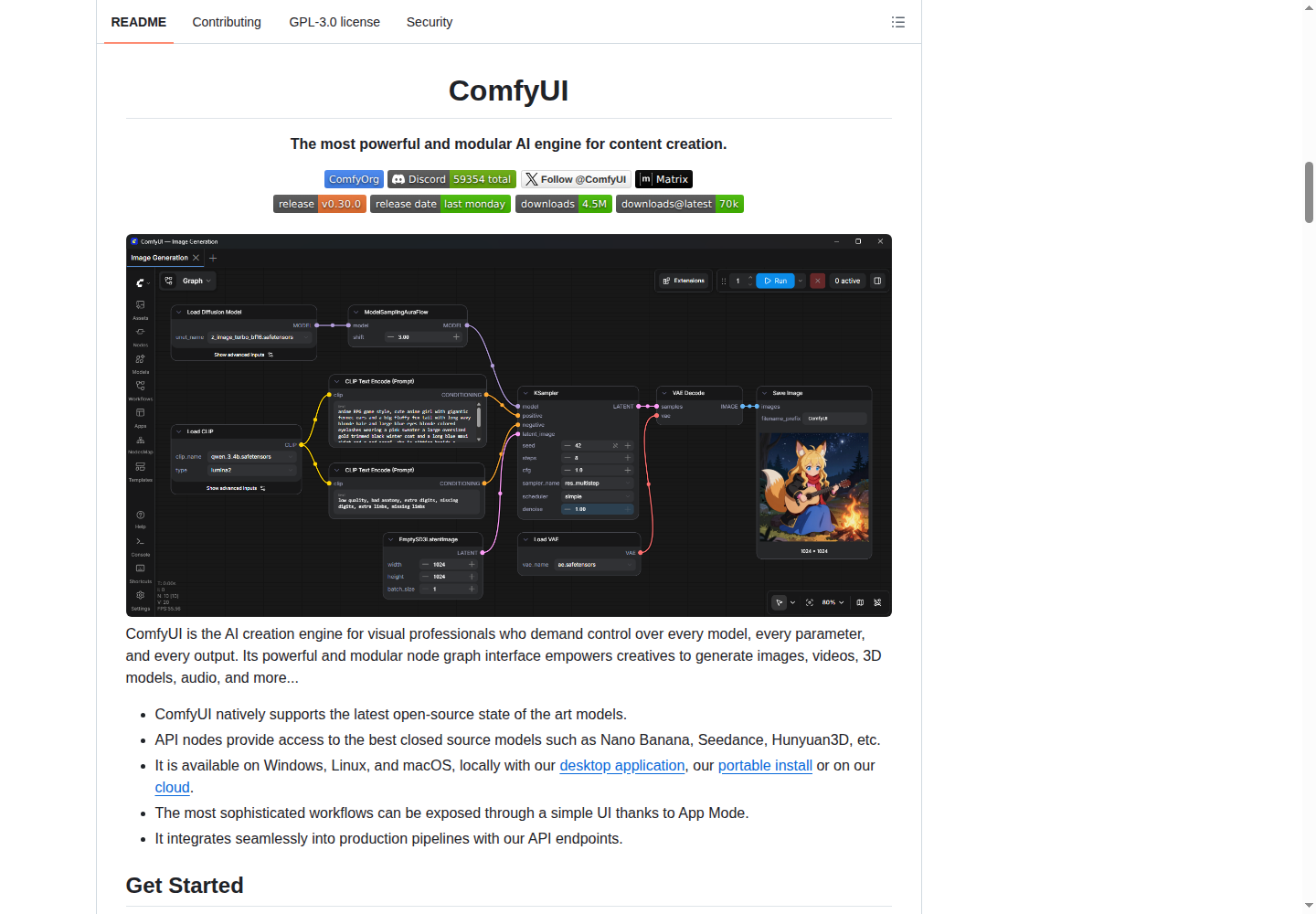 ComfyUI README 核心內容(Features + Model support)