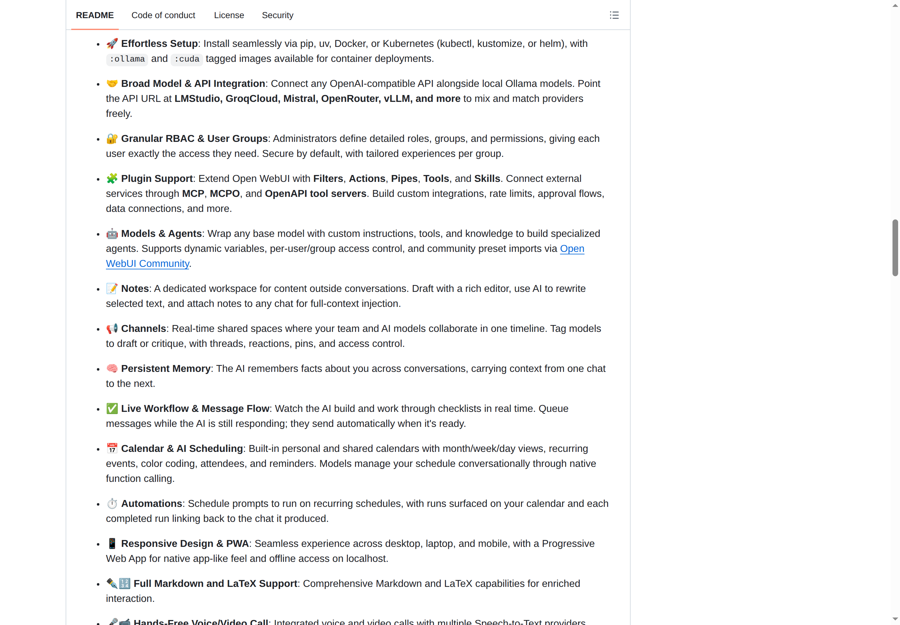 Open WebUI README 核心內容(Key Features)