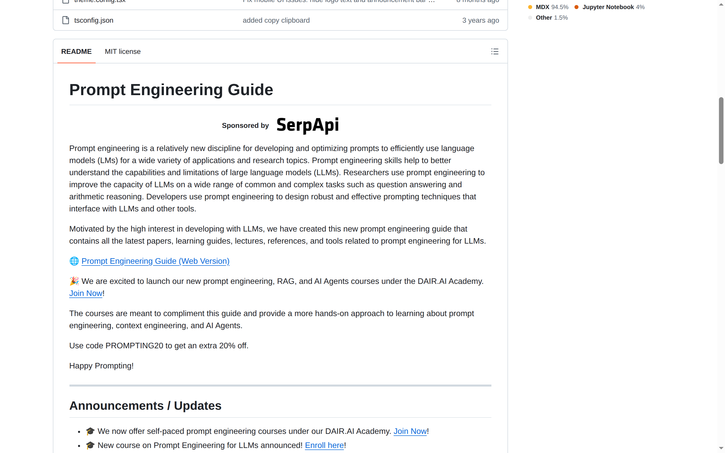 Prompt Engineering Guide README 開頭(項目 H1 大字 + 定位描述)