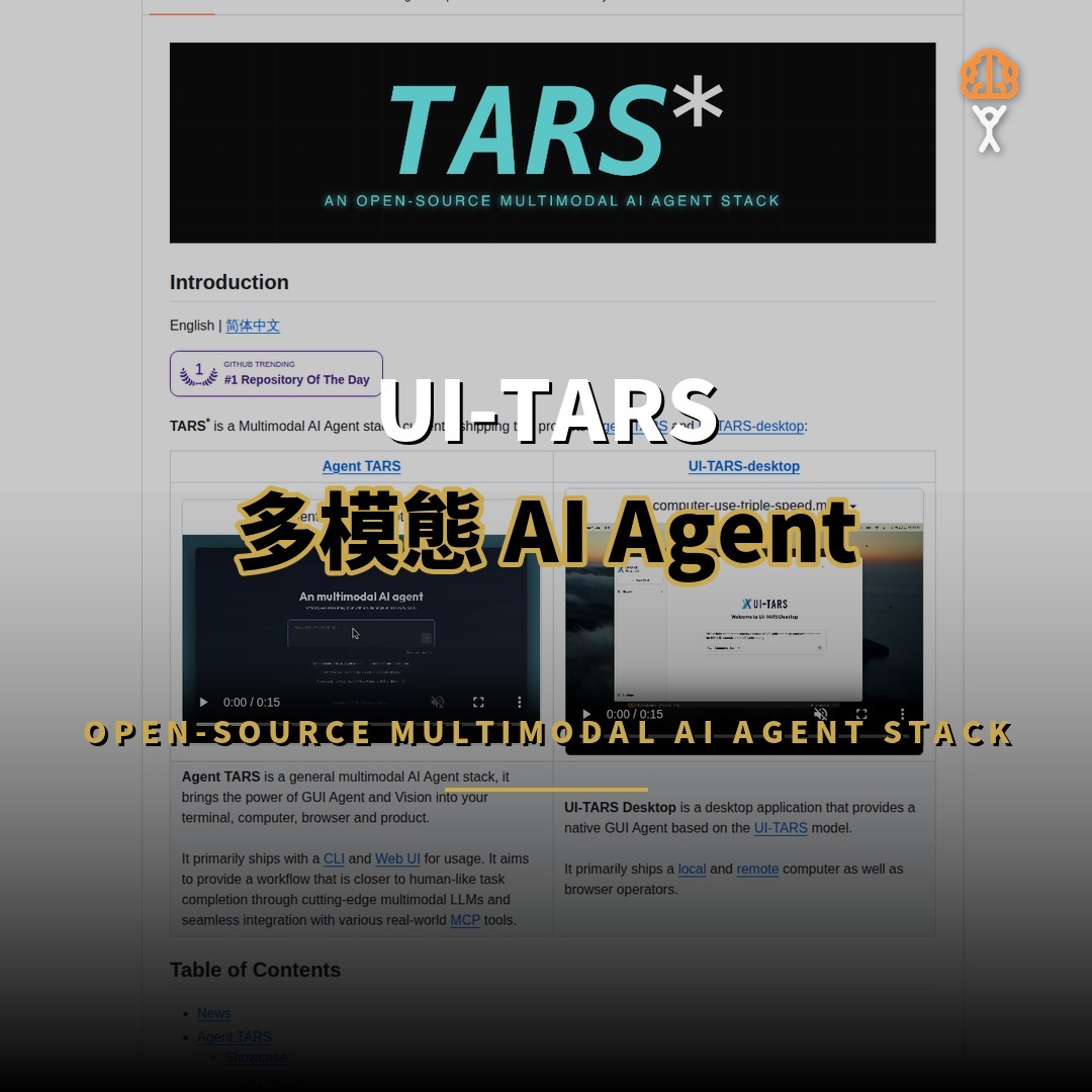 38,610 星開源項目：UI-TARS 多模態 AI Agent