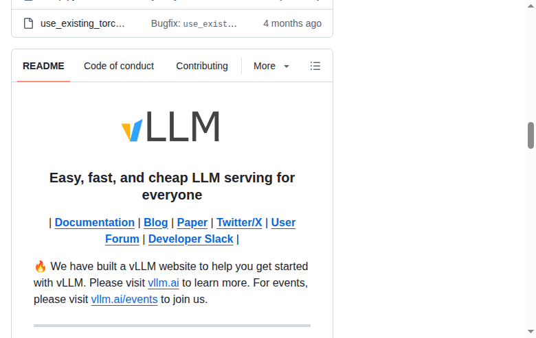 vLLM GitHub README 開頭(項目名稱與標語)
