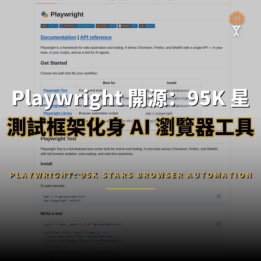Playwright 開源：95K 星測試框架化身 AI 瀏覽器工具